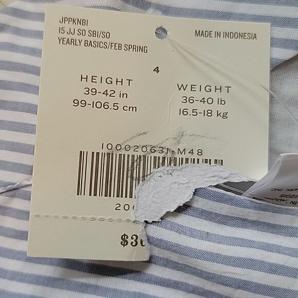 JANIE AND JACK LIGHT BLUE AND WHITE STRIPED TOP WITH RED BOW, SIZE 4 - NEW! - Picture 9 of 10